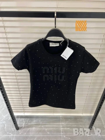 дамски тениски Miu Miu с камъни , снимка 3 - Тениски - 51002620