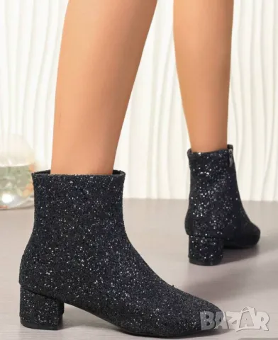 Нови черни лъскави боти с цип, снимка 2 - Дамски боти - 49098848