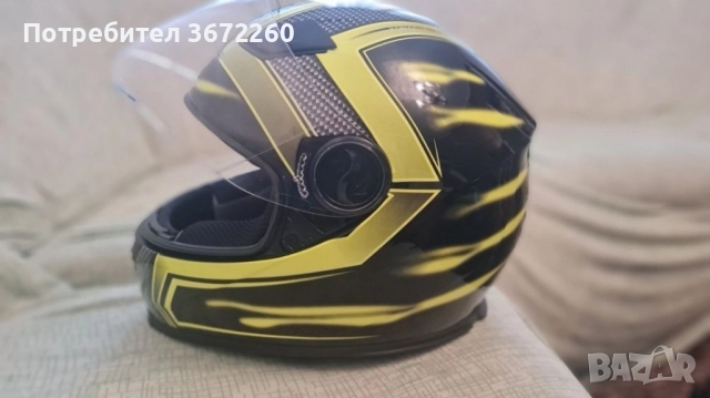 Мото каска Shox размер М 57-58 жълто и черно, снимка 4 - Аксесоари и консумативи - 52163142