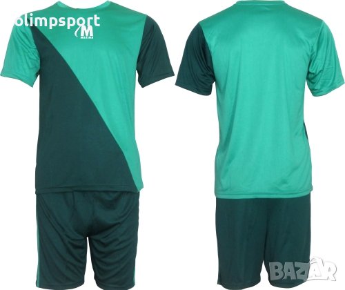 Екип за футбол/ волейбол/ хандбал, фланелка с шорти зелено и тъмно зелено. 