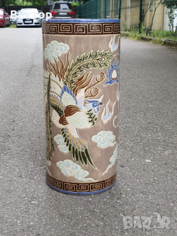 ВАЗА от Сайгон Виетнам РЪЧНО РИСУВАНА с Феникс и Дракон, снимка 2 - Вази - 43036453