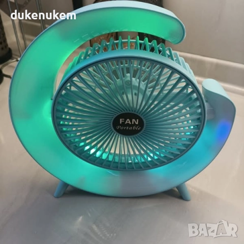 USB настолен вентилатор, 3 скорости, 360° въртене, LED осветление, снимка 9 - Вентилатори - 52063031