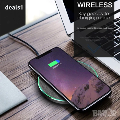 15W Безжично Зарядно Бързозареждаща подложка за iPhone Samsung Google, снимка 5 - Безжични зарядни - 50535002