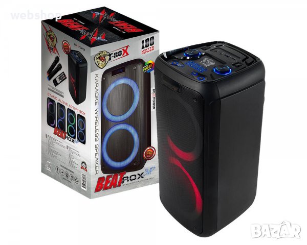 Караоке тонколона ROXPOWER T-ROX BEATROX SVP, 2x8", активна, вграден усилвател, 2 безжични микрофона, снимка 1