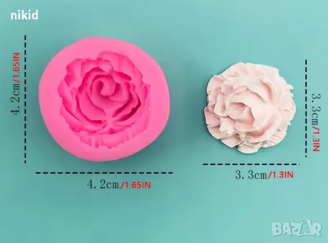Роза набраздена малка силиконов молд форма фондан шоколад декор, снимка 3 - Форми - 48856120