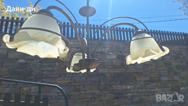 Старинни месингови  (бронзови) полилеи, абажури, снимка 5 - Антикварни и старинни предмети - 54320340