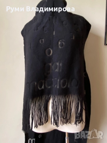 Черен шал Gai Mattiolo/ голям шал тип одеало, снимка 5 - Шалове - 48875162