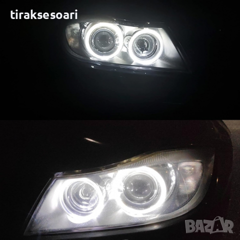 БЕЛИ LED крушки Angel Eyes ангелски очи за BMW E90 E91 E92 с Canbus, снимка 3 - Аксесоари и консумативи - 44727371