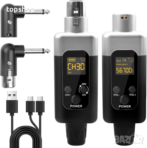 Нов Безжичен микрофонен предавател/приемник, 2.4G 1 към 1 UHF предавател/приемник, 48 V фантомно ...