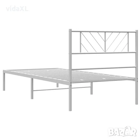 vidaXL Метална рамка за легло с горна табла, бяла, 80x200 см, снимка 7 - Спални и легла - 56147390