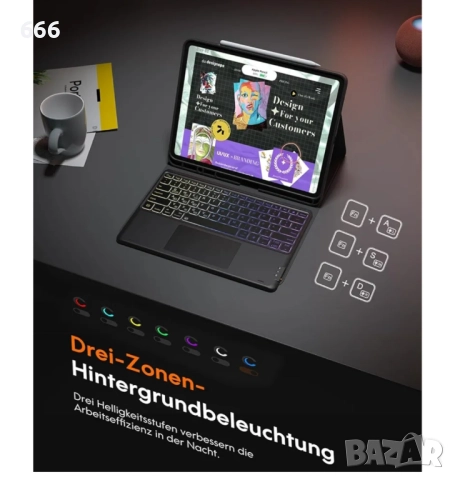 Калъф за таблет + клавиатура iPad Pro 2024 13 инча (M4/M5) (номер на модела: A2925, A2926, A3007). , снимка 9 - Друга електроника - 52956578