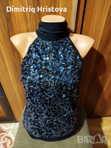 Тъмно синя блузка , снимка 3 - Корсети, бюстиета, топове - 44779346