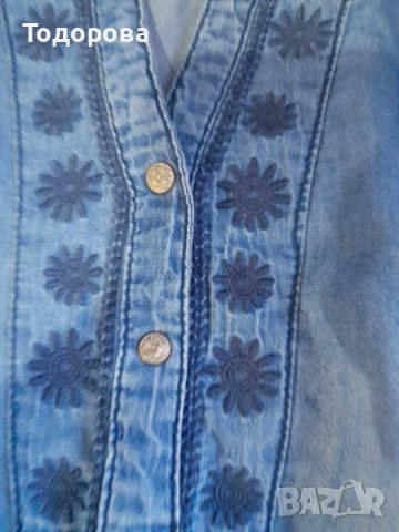 Дънкова туника с бродерия № М-Л, снимка 4 - Туники - 36825256