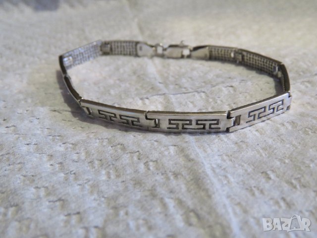 Старинна красива мъжка сребърна гривна с шарката на Версаче сребро, снимка 4 - Гривни - 29241664