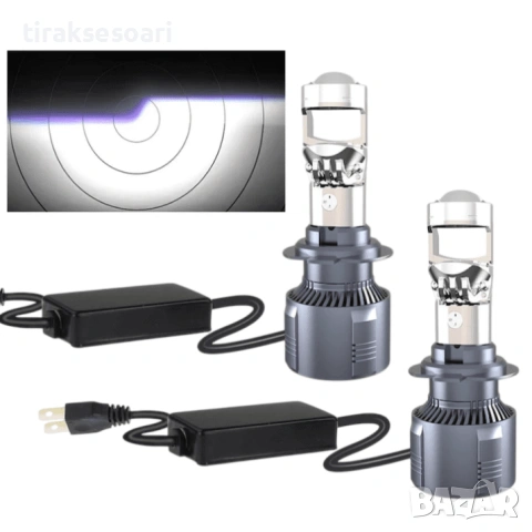 H7 LED крушки с лупа 240W комплект 2бр 30000lm 12V 24V авто крушки T843