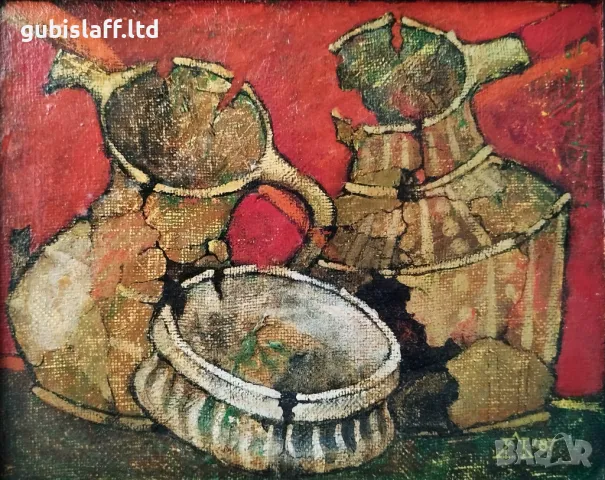 Картина "Антични съдове", проф. Пл. Легкоступ, 1987 г., снимка 2 - Картини - 48311672