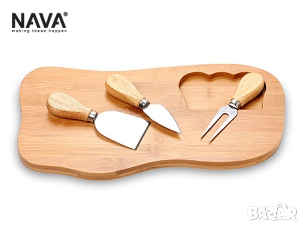 Промоция ! Дъска и прибори за сервиране на сирена Nava