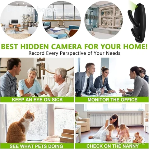 HD 1080P Малка, шпионска скрита камера във формата на закачка за дрехи, снимка 6 - Други - 51193339