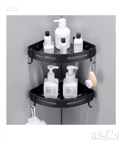 Комплект от 2 ъглови рафта за баня, метал, 22,5 x 4,5 x 30,6 см, снимка 8 - Други стоки за дома - 52618144