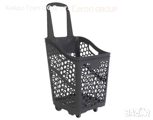  PVC Сива кошница за пазаруване с колела, 75 литра, снимка 2 - Друго търговско оборудване - 42258690