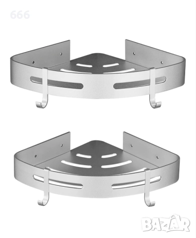 Комплект от 2 ъглови рафта за баня, метал, 22,5 x 4,5 x 30,6 см, снимка 3 - Други стоки за дома - 52618144