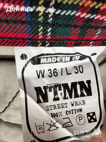 Пънк панталон На Тъмно (NTMN) на червено каре (размер L/XL), снимка 4 - Панталони - 56224771