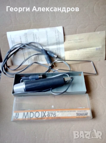 Стар Професионален МИКРОФОН MDO IX 676 MADE in POLAND Нов в Кутия с БОНУС КАБЕЛ за Ролков Магнетофон