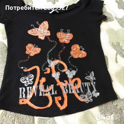 Тениска/пеперуди с пайети, снимка 3 - Тениски - 42481455
