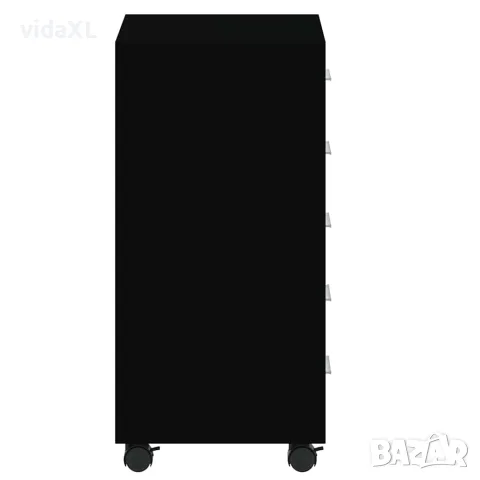 vidaXL Шкаф с чекмеджета с колелца, черен, инженерно дърво, снимка 7 - Шкафове - 56147071