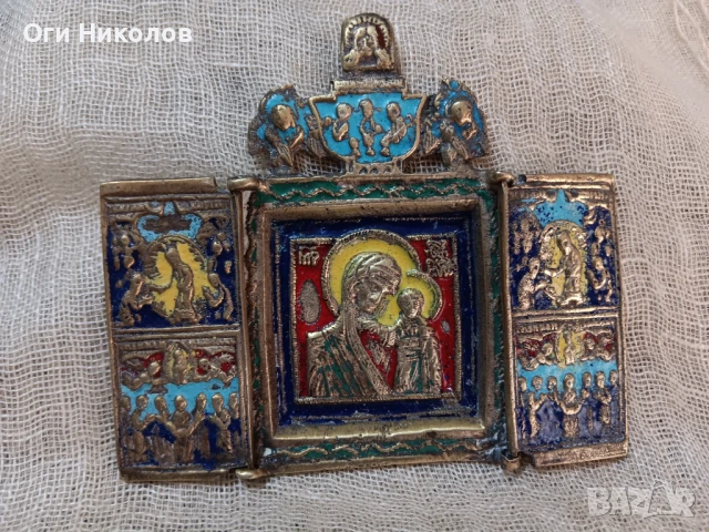 Старинна  руска царска  икона-триптих от XIX  век, снимка 5 - Антикварни и старинни предмети - 50998481