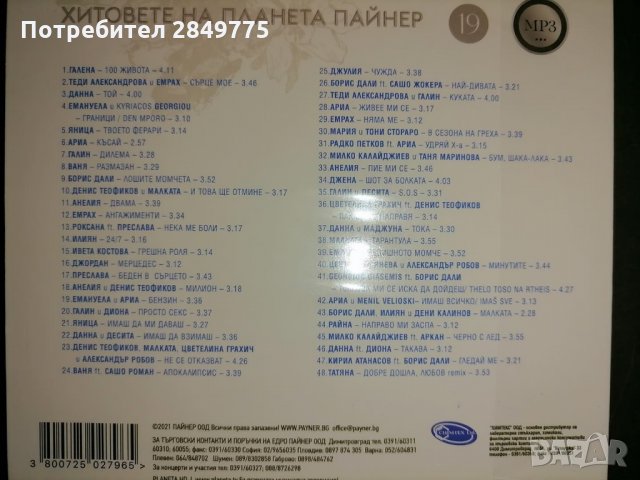 СД Хитовете на Планета Пайнер 19ч МР3, снимка 2 - CD дискове - 31832096