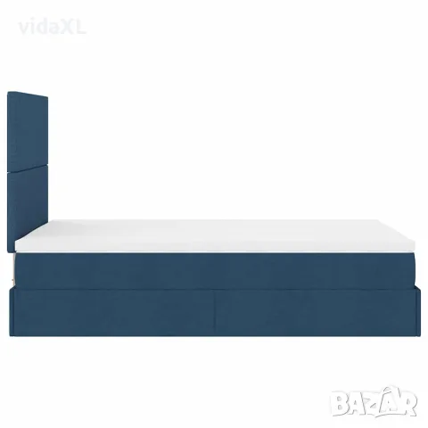 vidaXL Османска легло с матрак, синьо, 120x200 см, плат, снимка 10 - Спални и легла - 56147005