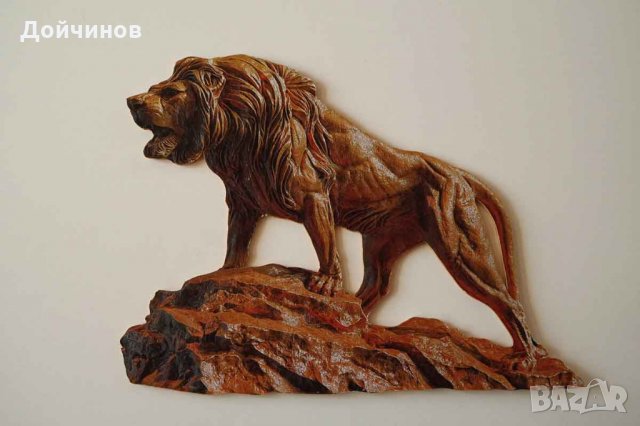 Лъв, ажурна картина по скулптура
