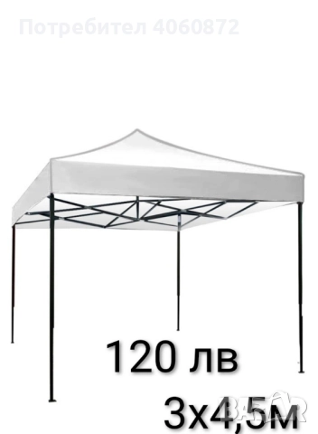 Сгъваема градинска шатра, снимка 2 - Градински мебели, декорация  - 51726163