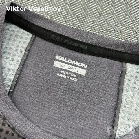 SALOMON Мъжка Еластична Тениска Размер L Сива Къс Ръкав Туристическа, снимка 7 - Тениски - 49831360
