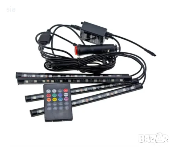 Светлина за кола за купе, Интериорно осветление, Диодна светлина, Водоустойчива лента, 4бр