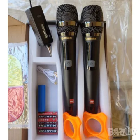 2бр. професионални микрофини безжични, Метална решетка, 6.35 мм,USB,UHF, снимка 2 - Микрофони - 48378500