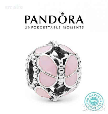 Талисман Пандора сребро проба 925 Pandora Pink Butterflies. Колекция Amélie