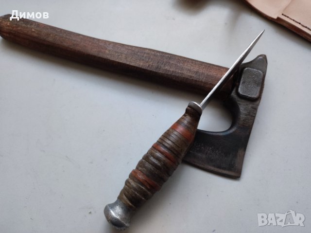 Стар български комплект брадва нож, снимка 5 - Екипировка - 39827739