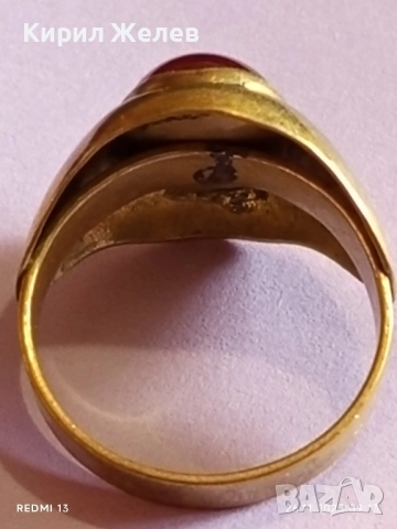 СТАРИНЕН КЛАСИЧЕСКИ ПРЪСТЕН с ГРАНАТ РЯДКО РЕТРО БИЖУ 52307, снимка 5 - Пръстени - 52544761