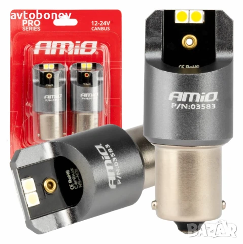 LED крушки AMIO PRO CANBUS с една светлина(P21W-BA15S)12-24V к-т /2бр./