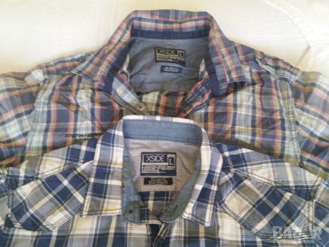2 бр. ризи къс ръкав на квадратчета XSIDE размер М-L, снимка 2 - Ризи - 33955552