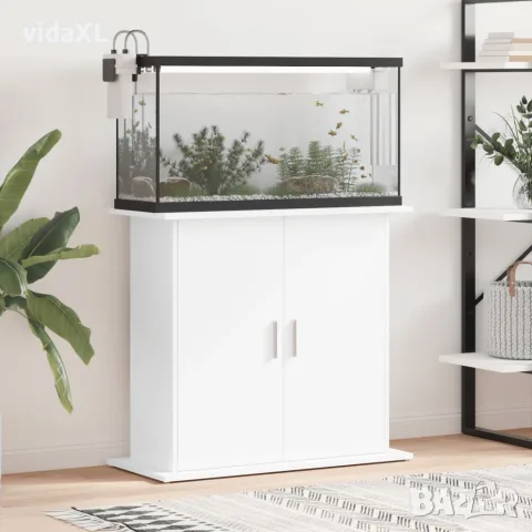 vidaXL Поставка за аквариум, бяла, 81x36x73 см, инженерно дърво, снимка 2 - Аквариуми - 56148100