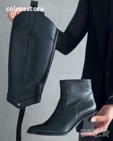 Ботуши на ток - черна кожа - TL25