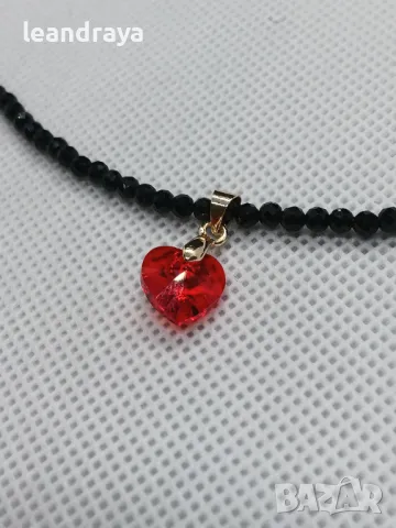 Колие турмалин и сърце Сваровски, снимка 5 - Колиета, медальони, синджири - 49020931