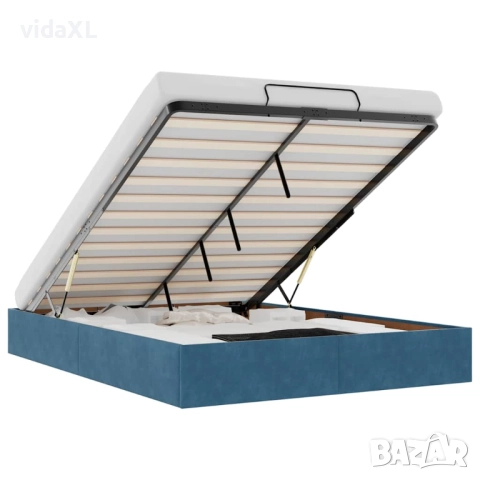 vidaXL Османска рамка за легло без матрак, тъмносиня, 140x200см кадифе(SKU:3310971), снимка 1