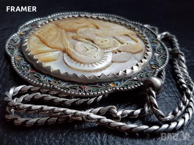 Сребърна 84 Царска Русия 1890 нагръдна Икона панагия кръст, снимка 6 - Антикварни и старинни предмети - 35604505