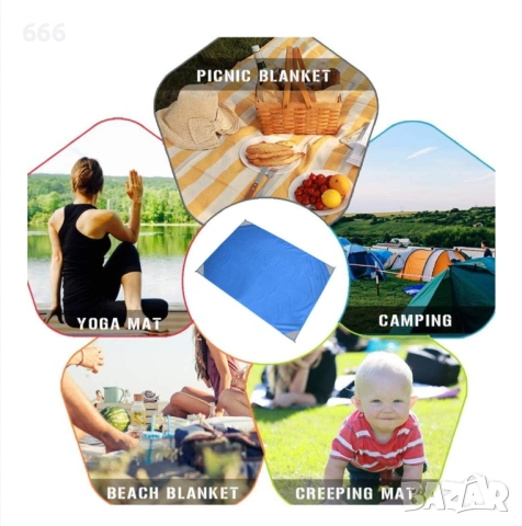 Постелка за плаж незадържаща пясък - размер 200 x 140 см, снимка 3 - Други - 54108325