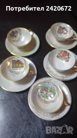 антични чаши със златен кант, снимка 5 - Антикварни и старинни предмети - 52647171