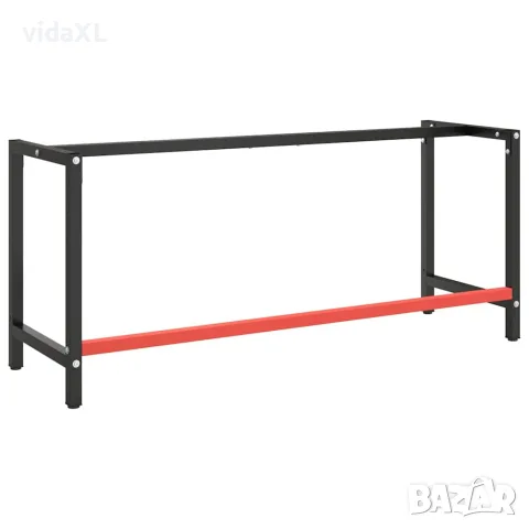 vidaXL Рамка за работна маса матово черно и червено 180x57x79 см метал, снимка 2 - Работни маси и бюра - 56146212